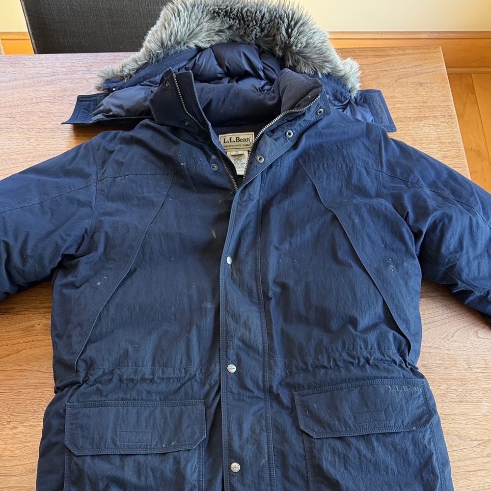 L.L. Bean Navy Men's Down Puffer Baxter State Parka Large Tall vintage 1990s